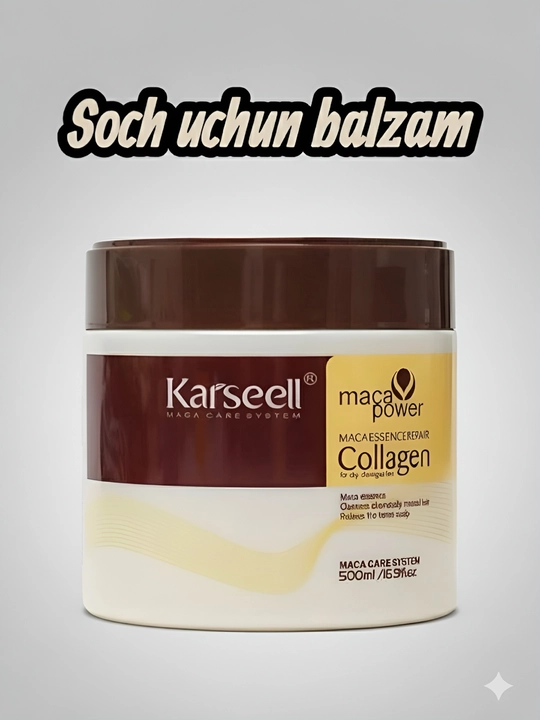 Soch uchun balzam, kollagen-laminat niqobi Karseell Collagen, 500 ml