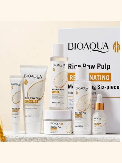 Набор для отбеливания, увлажнения и ухода за кожей лица Bioaqua Rice - 