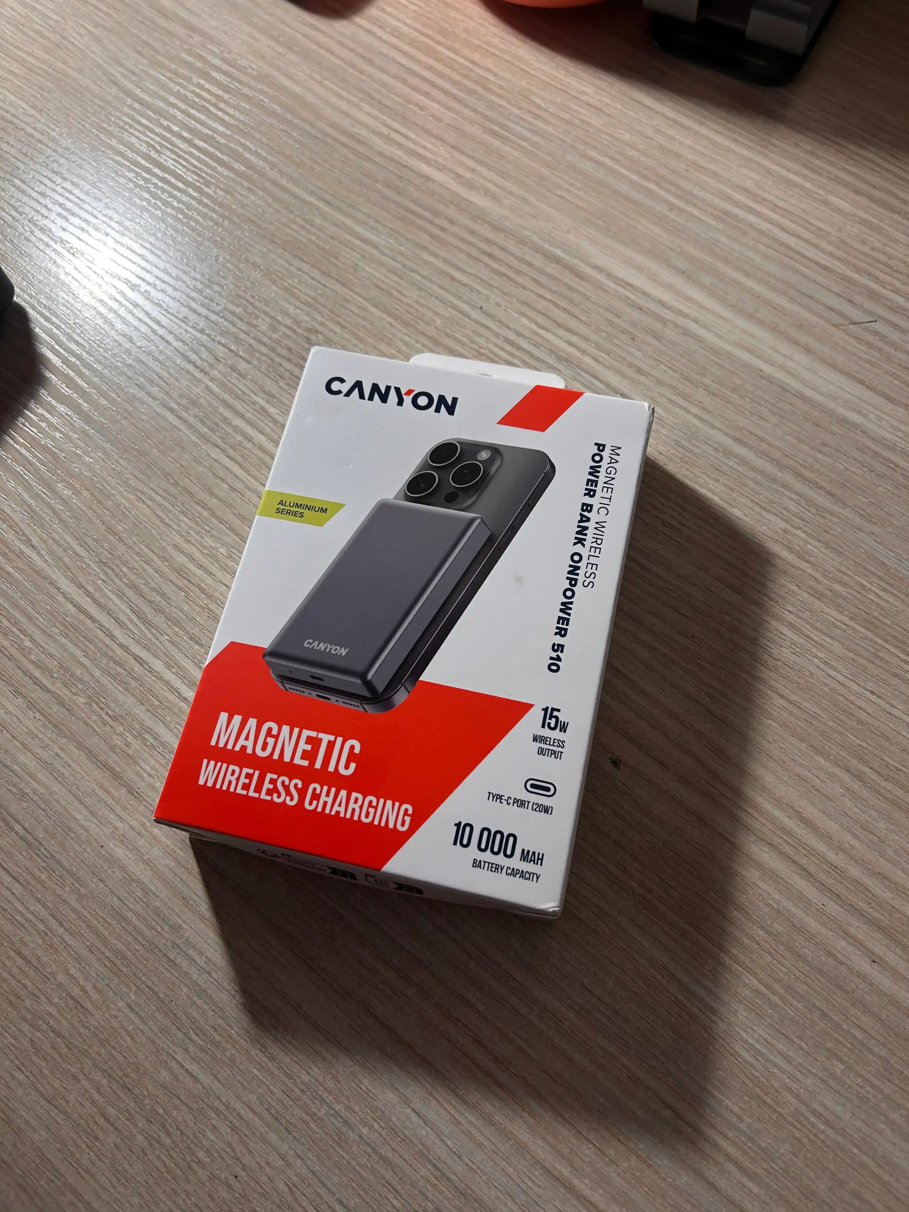 Simsiz magsafe power bank CANYON OnPower Slim, iphone uchun, 5000 mA, 10000 mA