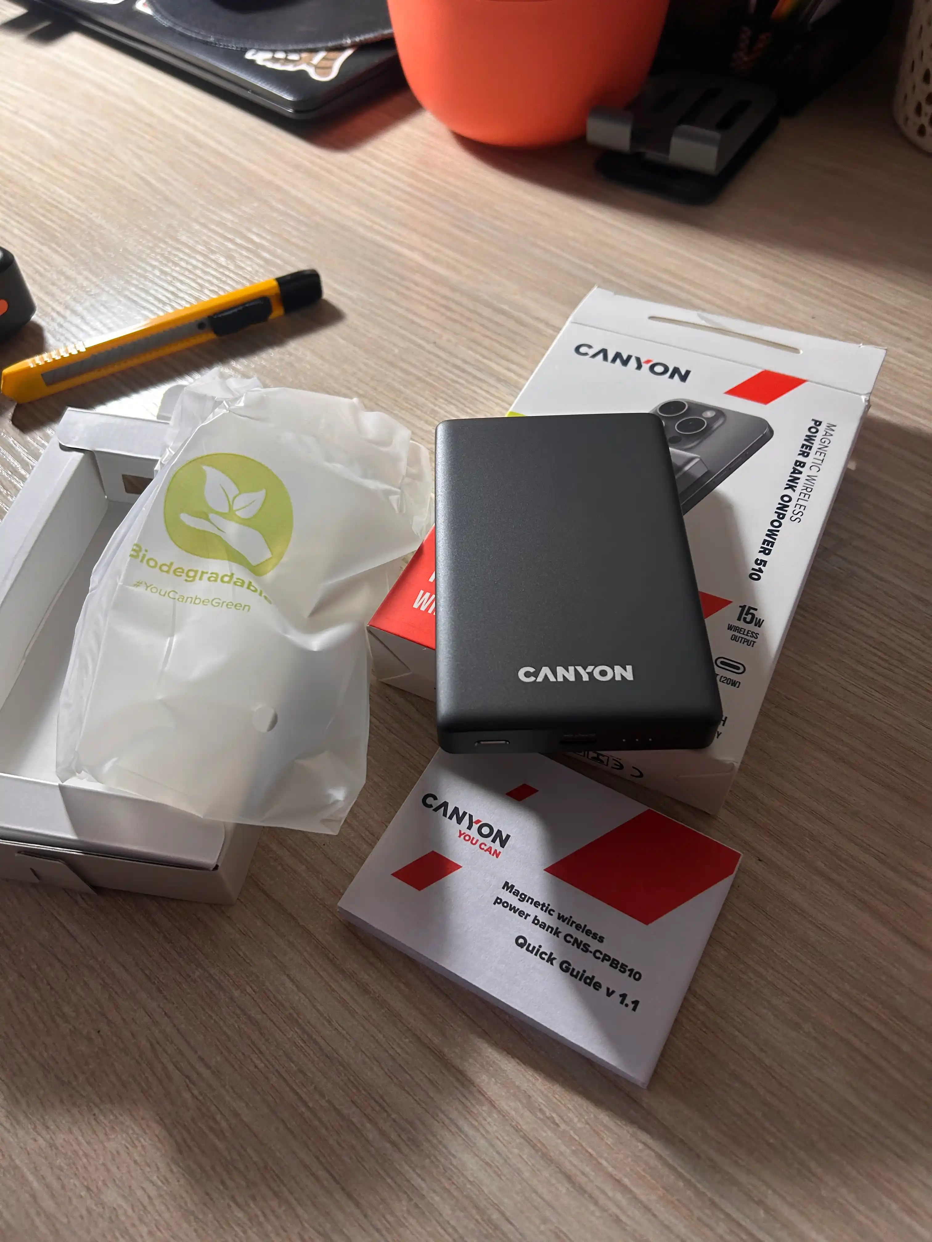 Simsiz magsafe power bank CANYON OnPower Slim, iphone uchun, 5000 mA, 10000 mA