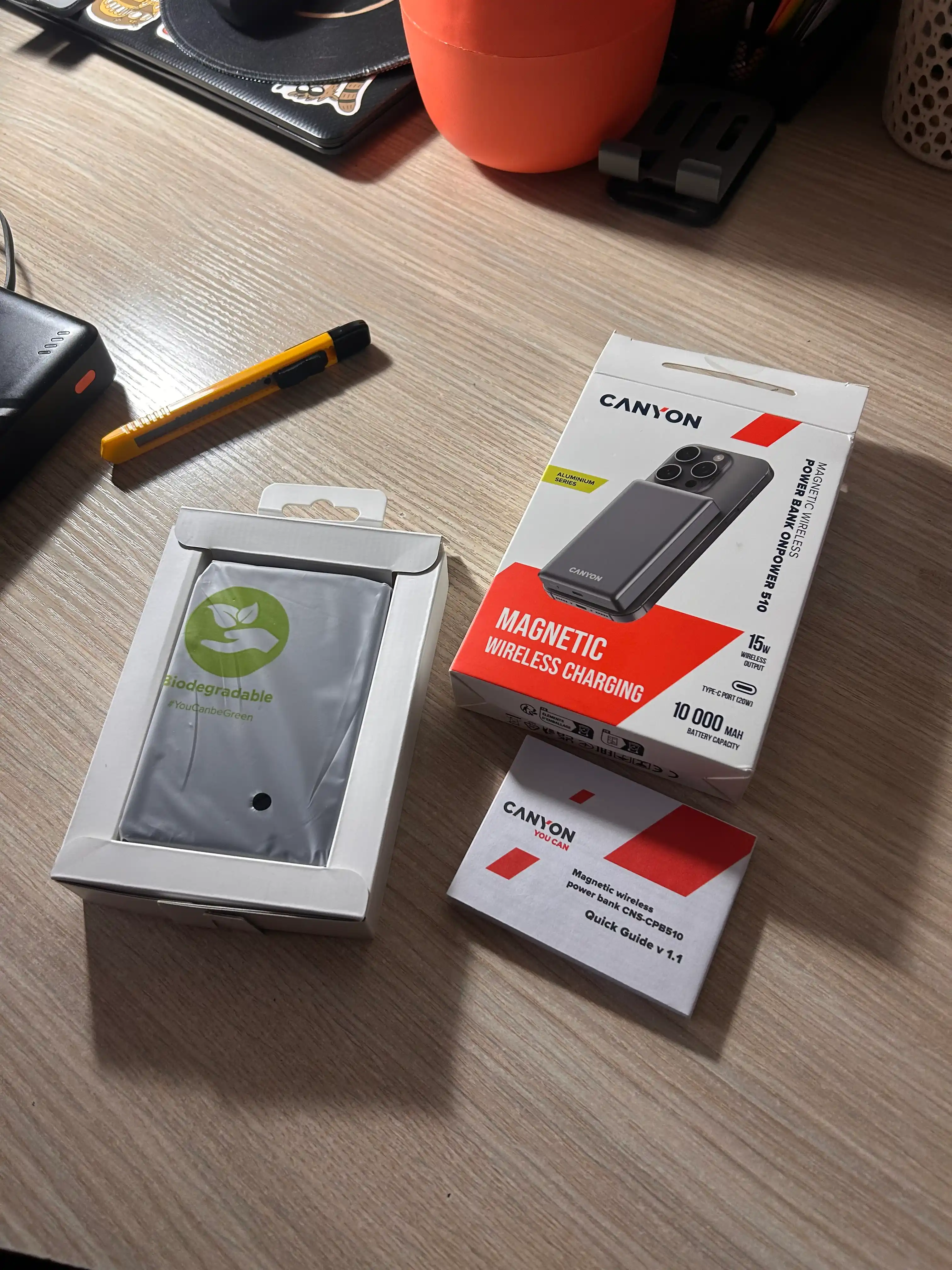 Simsiz magsafe power bank CANYON OnPower Slim, iphone uchun, 5000 mA, 10000 mA