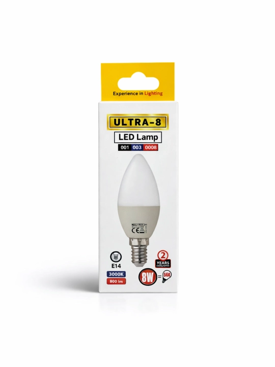 LED sham lampa 7W E14, 3000K  4200K  6400K, energiya tejamkor