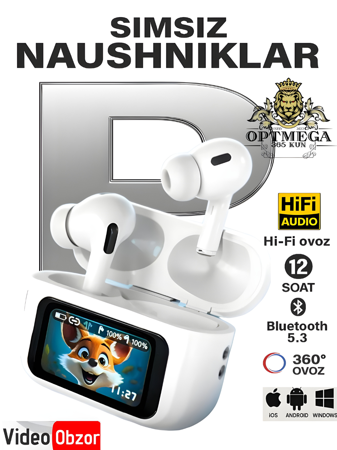 Simsiz Bluetooth quloqchinlari Pods Pro, M10, AIR 31, P9