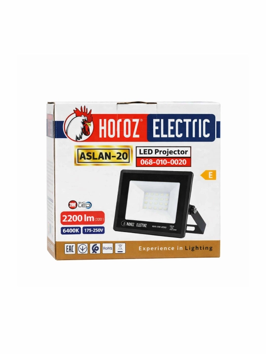 LED Proyektor ASLAN-20, 20 Vt, IP65, 175–250 V, 1600 lm, 100° nur burchagi