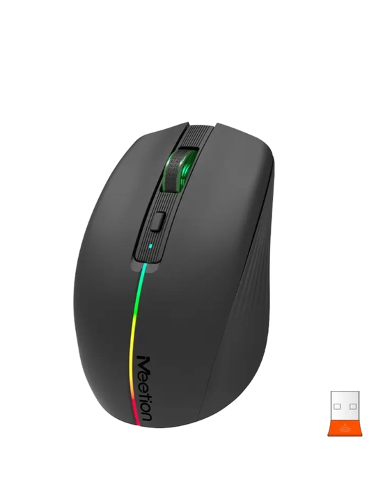 BTM002 2.4G + Bluetooth simsiz sichqoncha, batareyali, RGB, ixcham