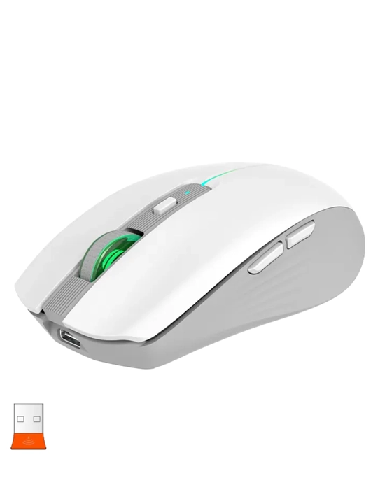 BTM002 2.4G + Bluetooth simsiz sichqoncha, batareyali, RGB, ixcham