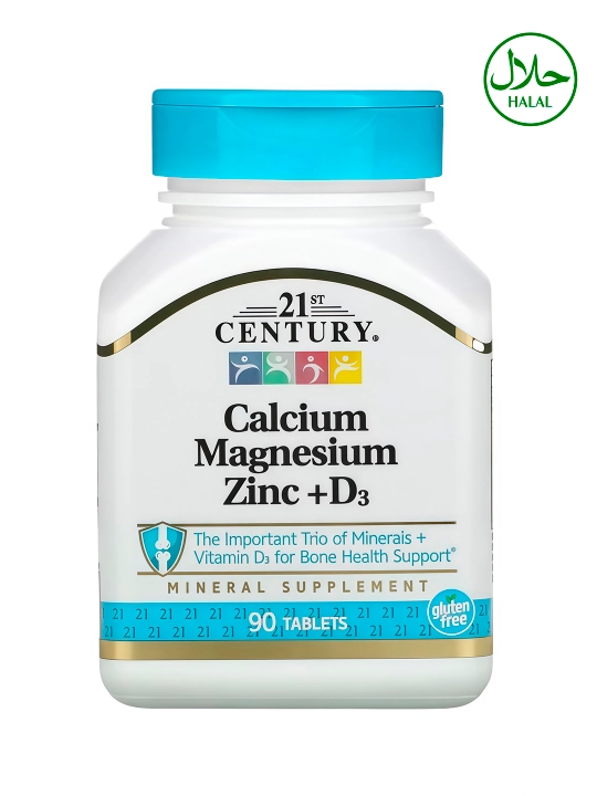 Cal Mag Zinc + D3 21st Century 90 dona + Sovg'a: 4 tasi 1 da Tabletnitsa AQSh