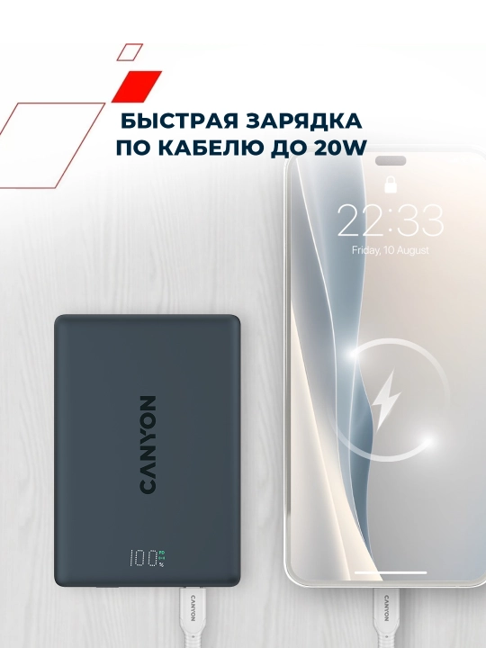 CANYON OnPower MagSafe simsiz powerbank, iPhone uchun, 5000 mAh, 10000 mAh