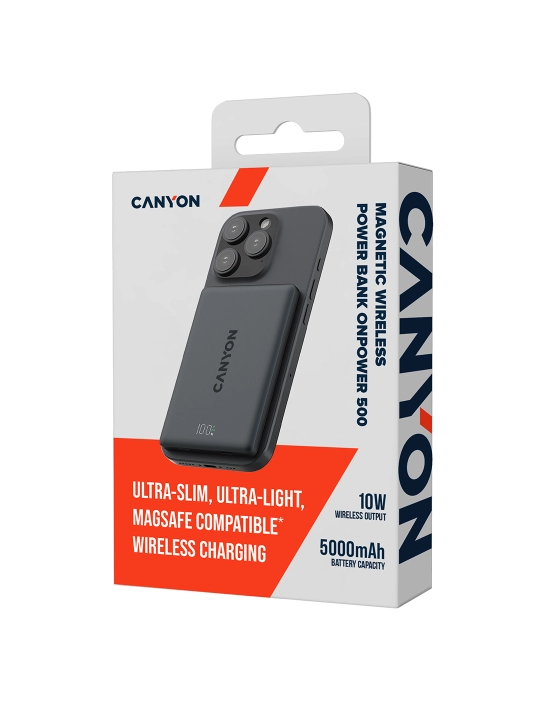 CANYON OnPower MagSafe simsiz powerbank, iPhone uchun, 5000 mAh, 10000 mAh