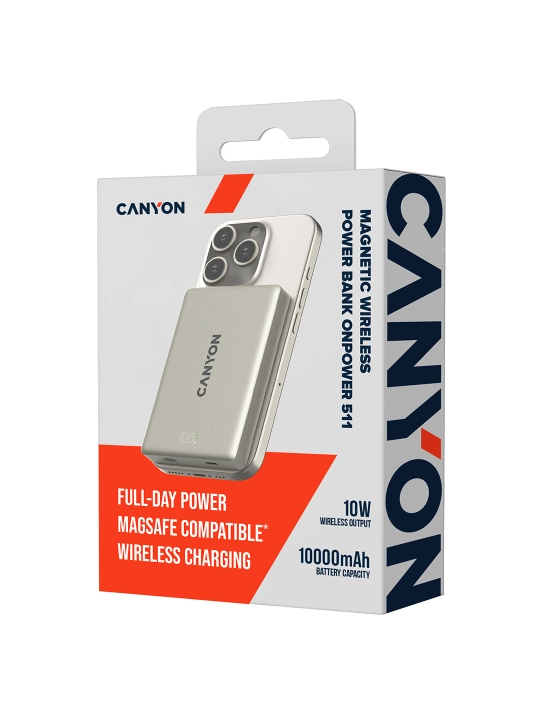 CANYON OnPower MagSafe simsiz powerbank, iPhone uchun, 5000 mAh, 10000 mAh