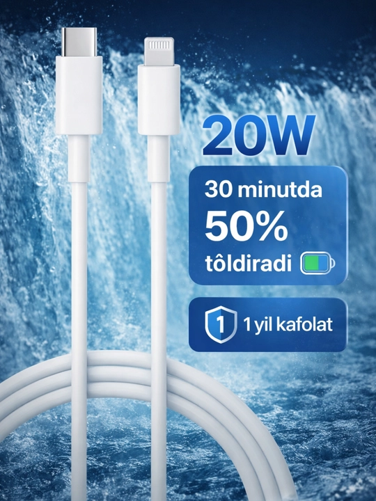 Type-C to Lightning шнур для Айфон — быстрый зарядный USB для iPhone X, 11, 12, 13, 14 - 