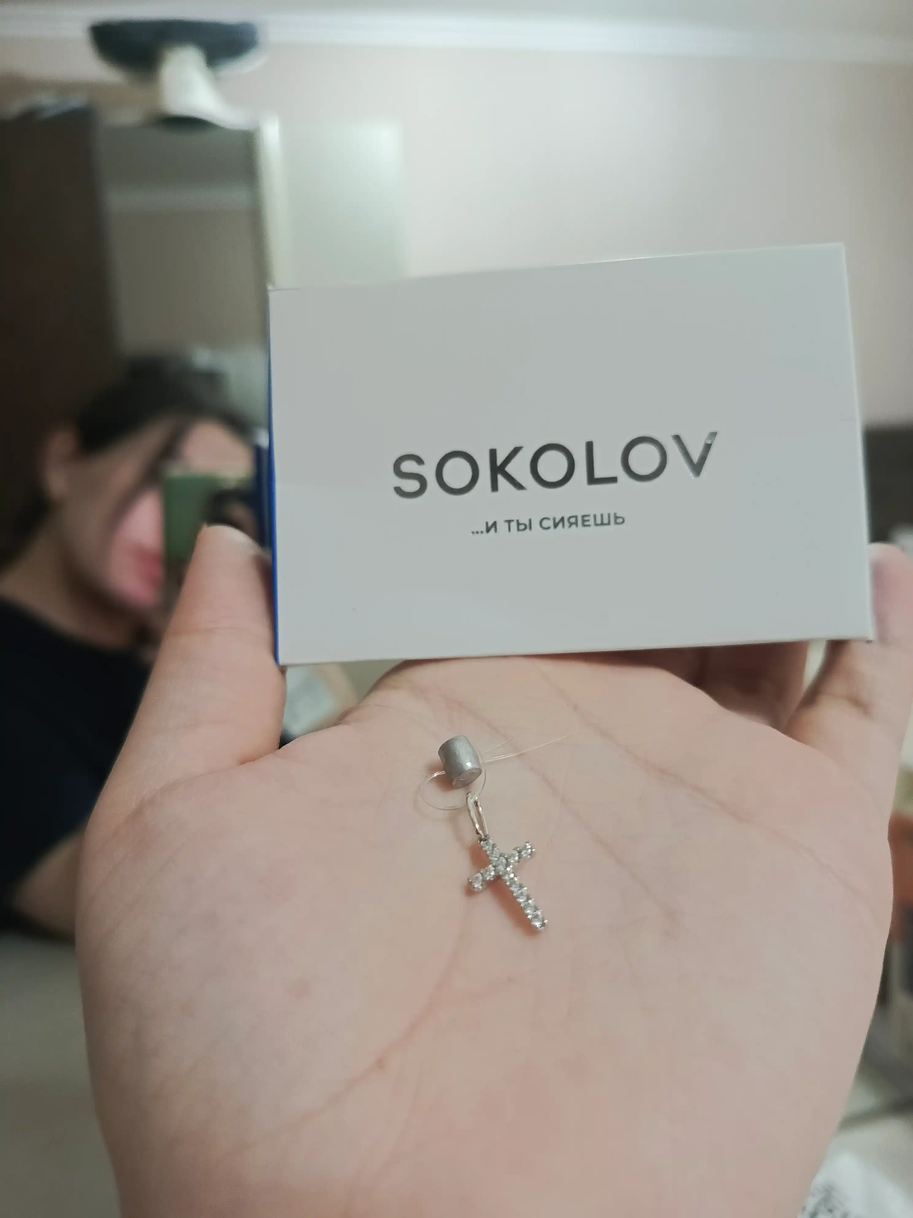 Крест подвеска SOKOLOV серебро 925 с фианитами родирование, 94031829 Пасха