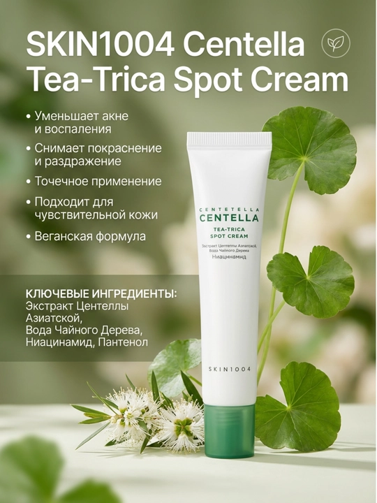 SKIN1004 Centella Tea-Trica Spot Cream крем против акне, 20 мл 