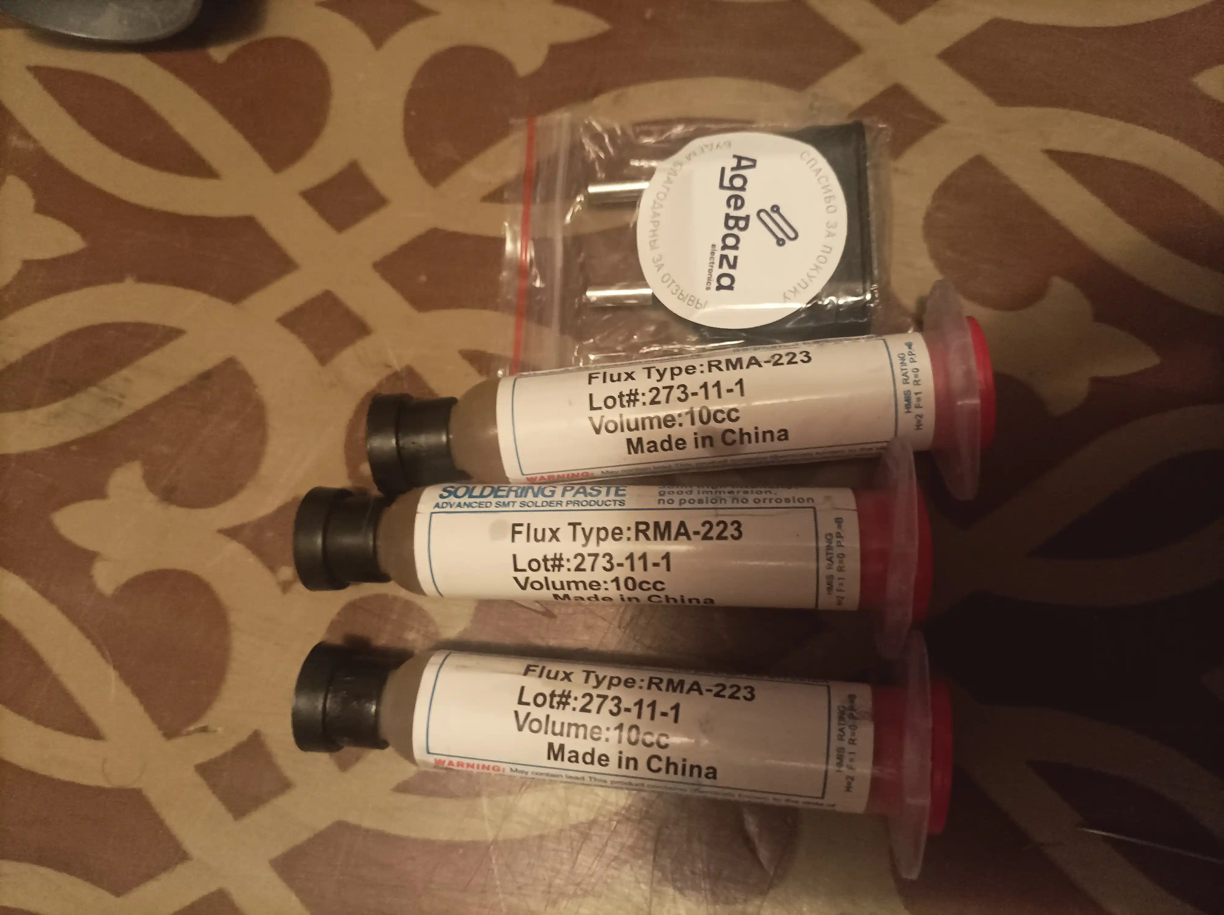 Lehimlash flyusi Amtech RMA-223, smolali, SMD komponentlar uchun, toza lehimlash kanifol
