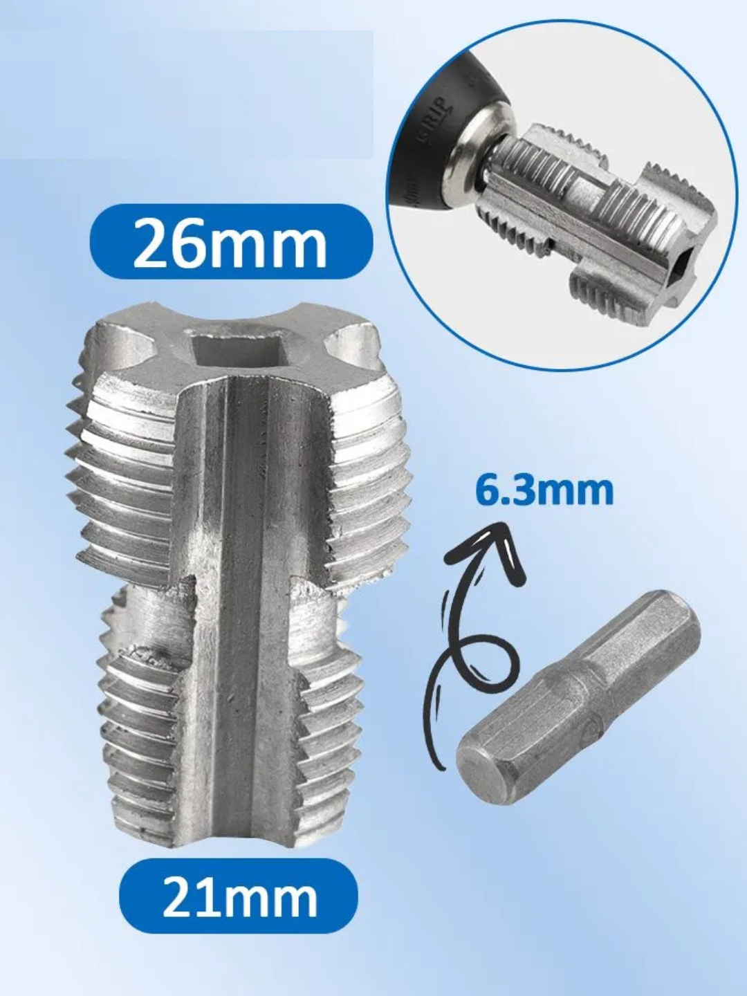 Pnevmatik trubalar uchun rezba ochish parmasi, 2 ta 1/2," 3/4" matritsali - 