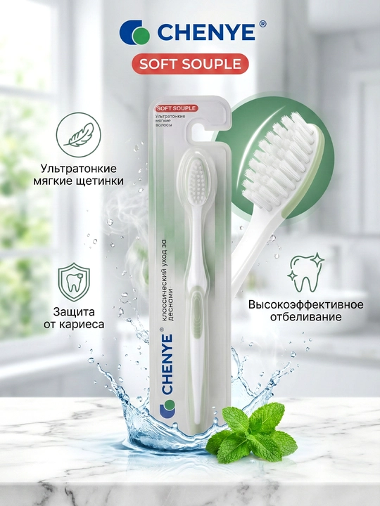 Набор мягких зубных щёток для семьи CY-355 4 шт, эффективная чистка
