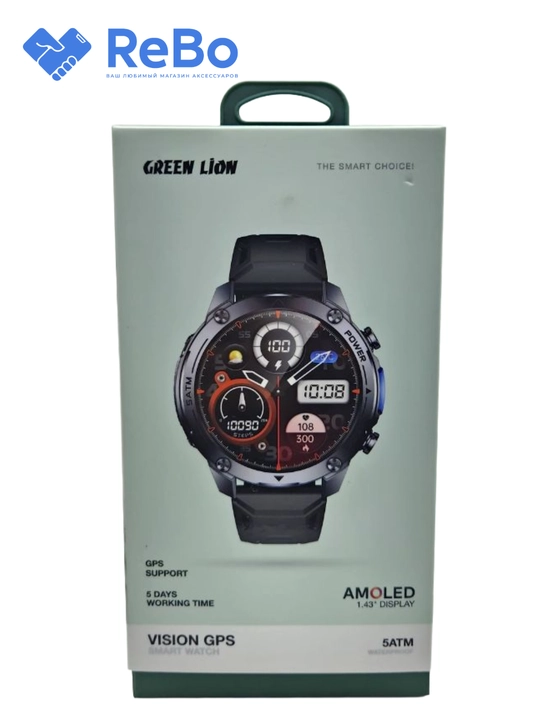 Смарт-часы Green Lion Vision GPS, AMOLED 1.43", 5ATM водонепроницаемость
