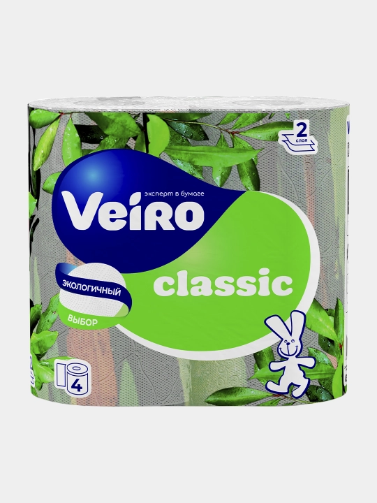Туалетная бумага Veiro Classic, белая, 4 рулона