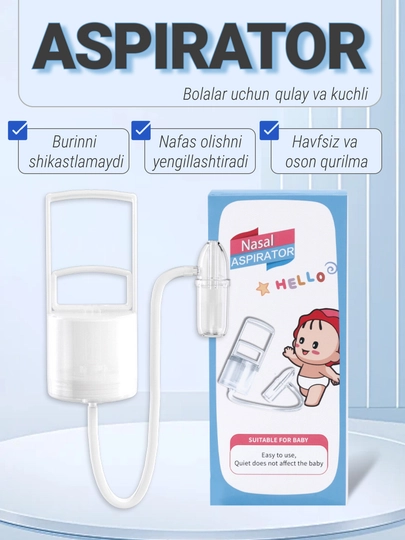 Nazal aspirator: bolalar va chaqaloqlar uchun kuchli burun tozalagich va so‘rg‘ich - 