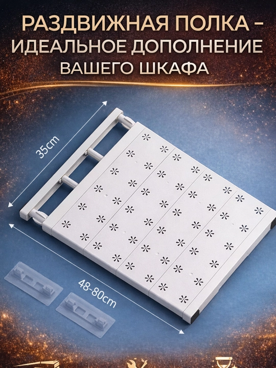 Shkaf va oshxona uchun suriladigan polka-organayzer