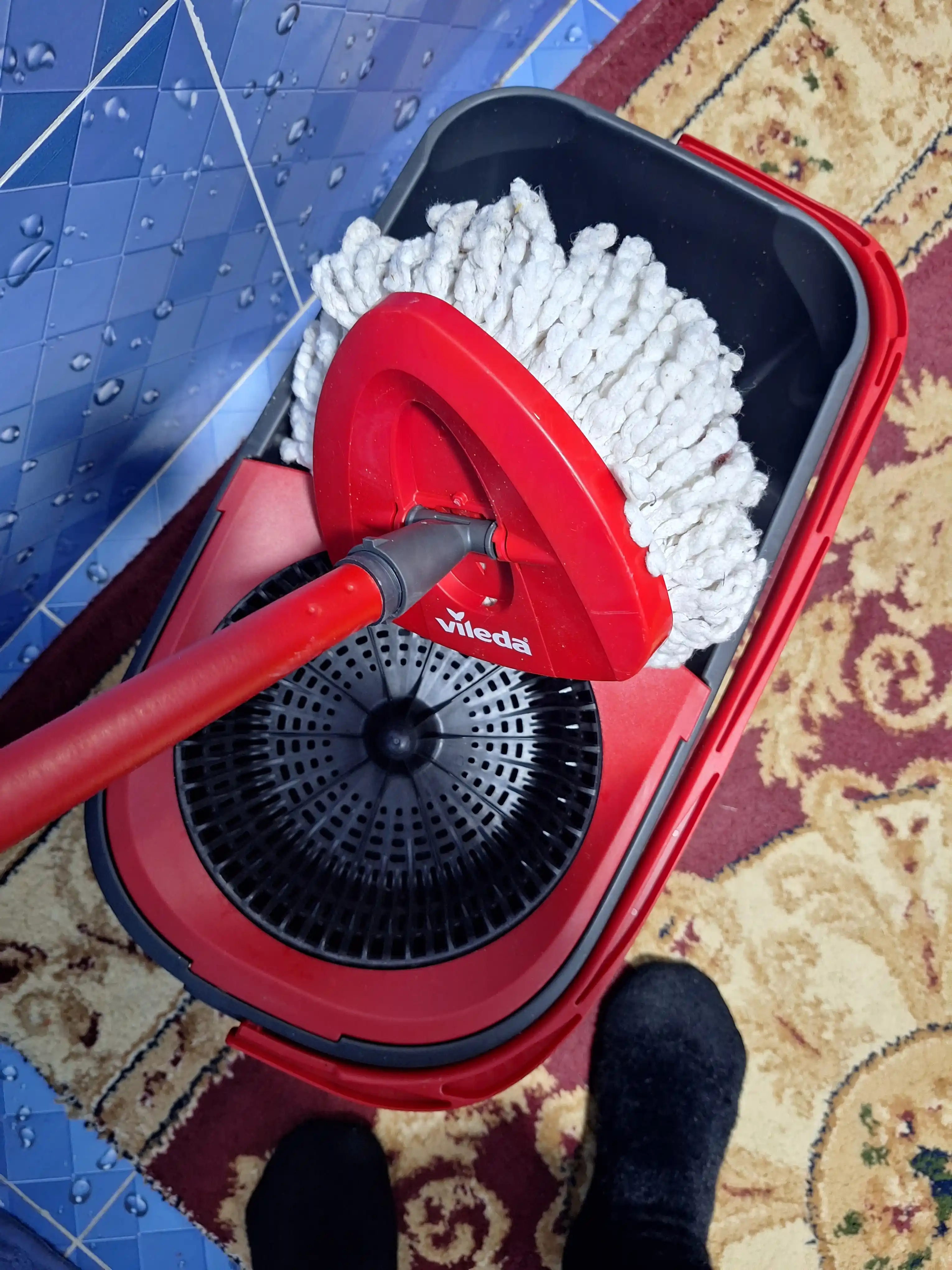 Vileda Turbo Smart chelak shvabra, aylanadigan, nam tozalash uchun, mikrofiberli