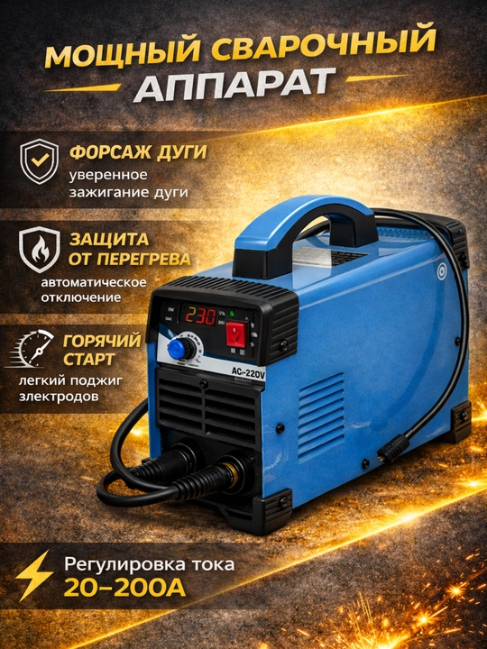 Сварочный аппарат, инверторный, 250A, электрод до 4  мм, с комплектом, MMA-480