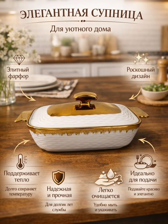 Керамическая супница с крышкой