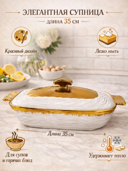 Керамическая супница с крышкой