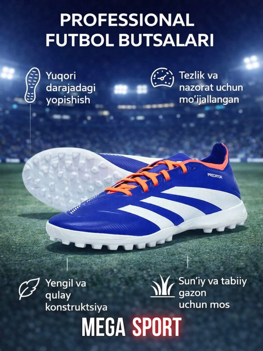 Professional futbol butsalari – futsal va gazon uchun yengil, qulay sport oyoq kiyimi - 
