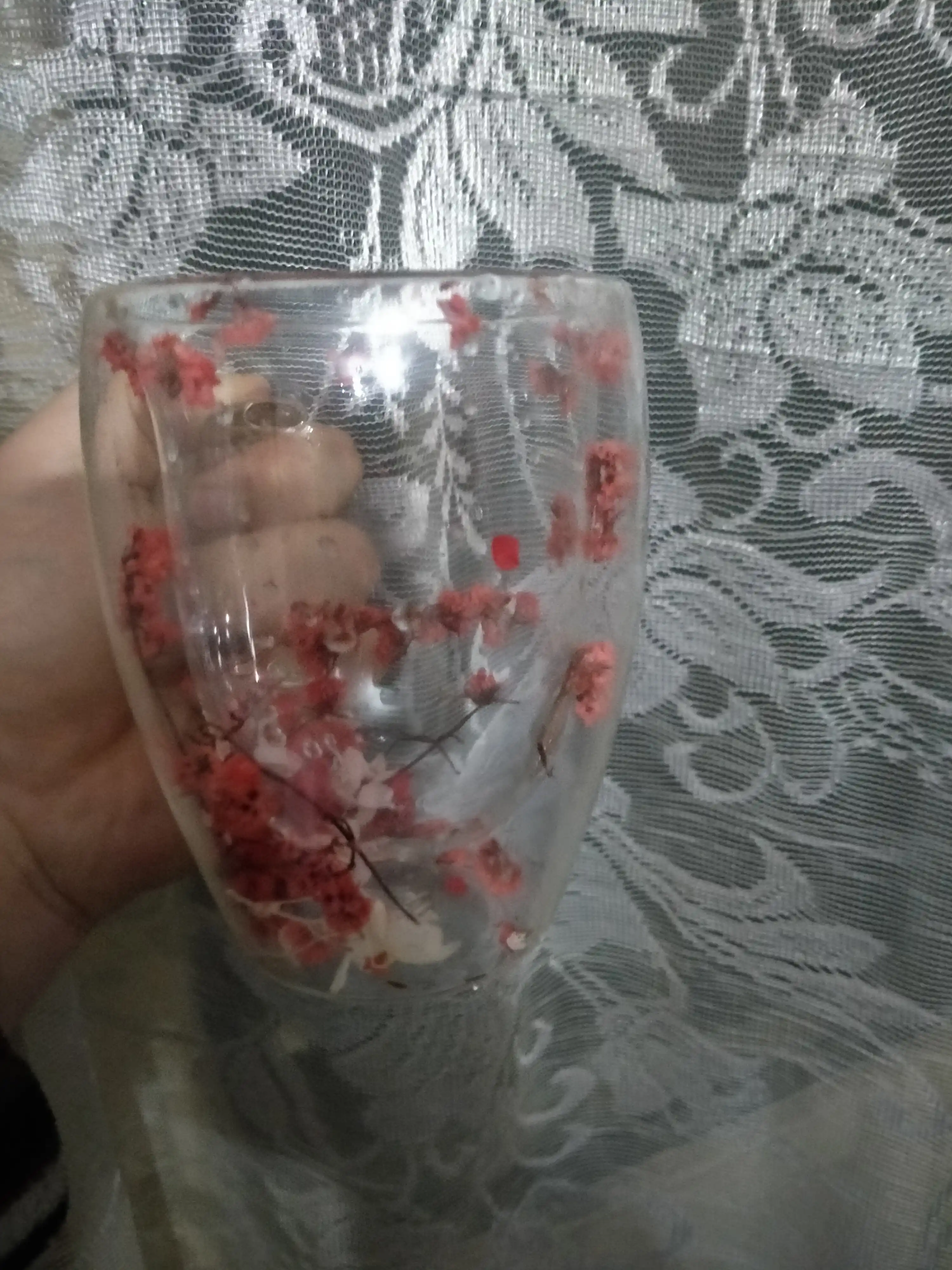 Shisha krujka, ikki devorli va gulli, 250, 350 ml