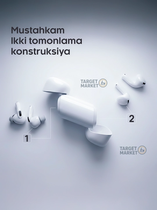 Simsiz quloqchinlar TWS A100 Pro 2 in 1 vakuum qistirmalar va g‘ilof
