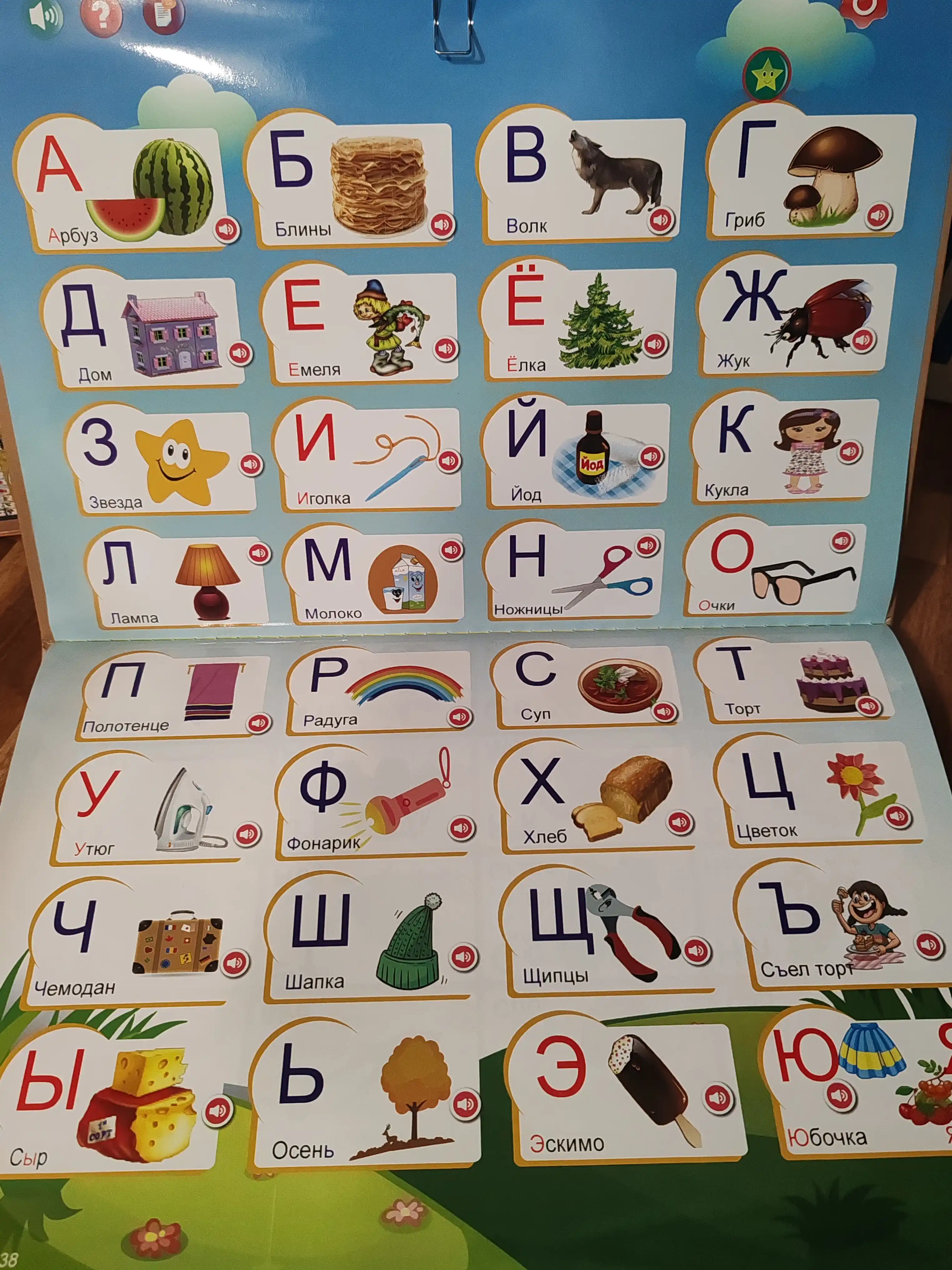 Книжка- плакат обучающая  53*34см, говорящая книга, тактильная книга