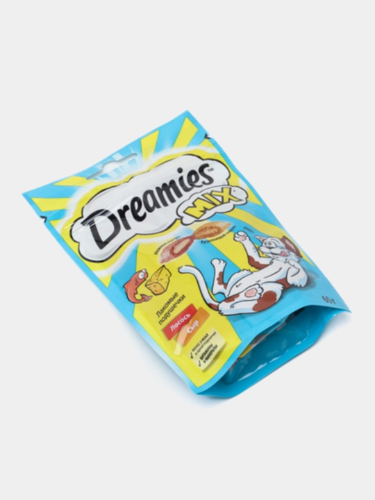 Лакомство для взрослых кошек Dreamies MIX, с лососем и сыром, 60 гр