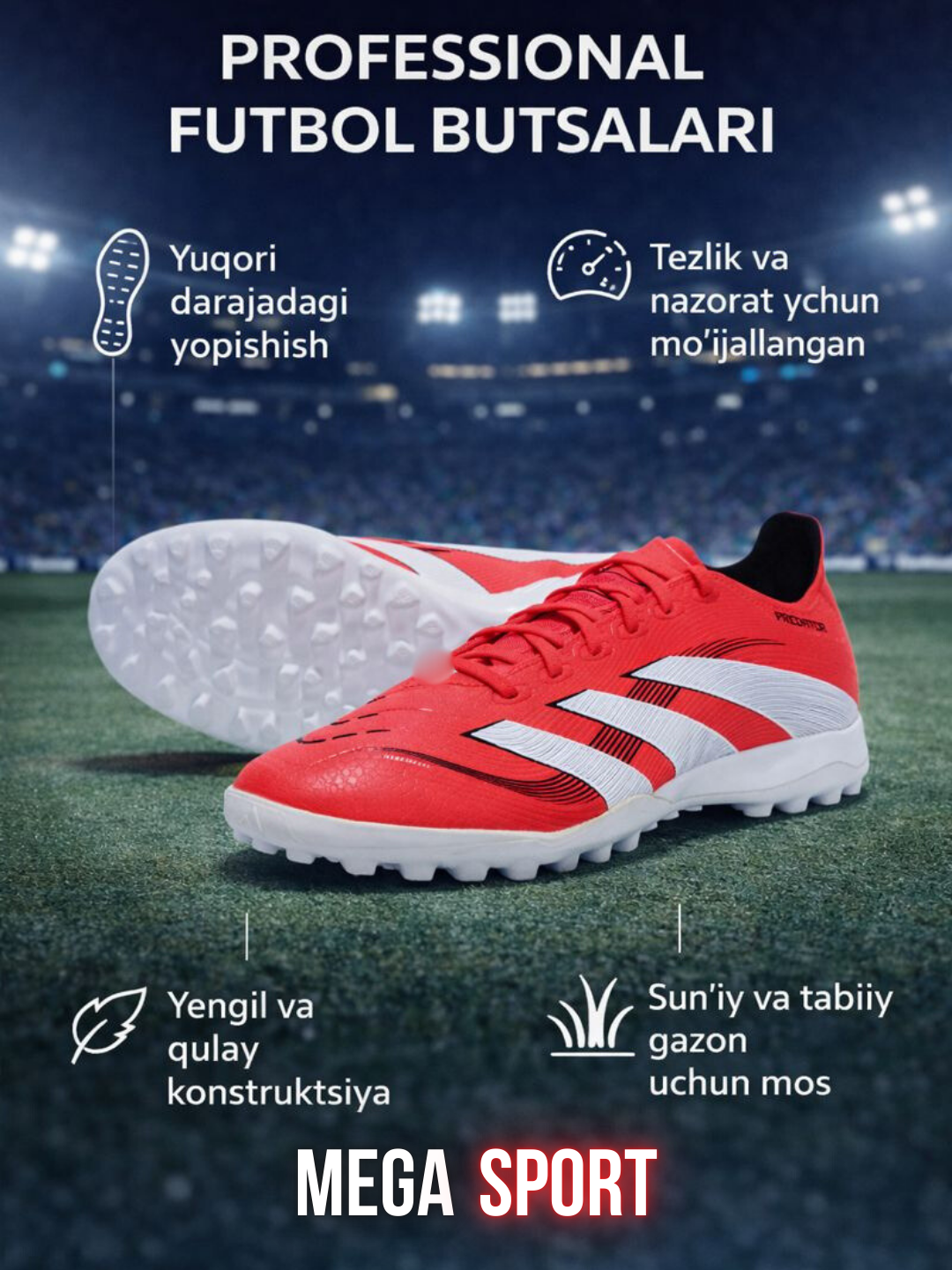 Professional futbol butsalari – futsal va gazon uchun yengil, qulay sport oyoq kiyimi - 