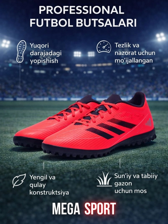 Professional futbol butsalari – futsal va gazon uchun yengil, qulay sport oyoq kiyimi - 