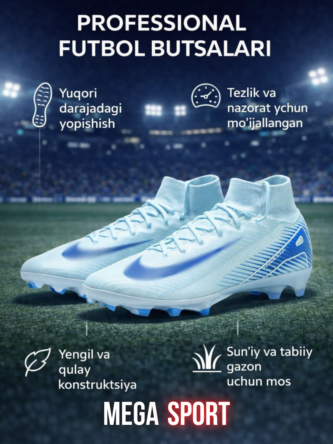 Professional futbol butsalari – futsal va gazon uchun yengil, qulay sport oyoq kiyimi - 