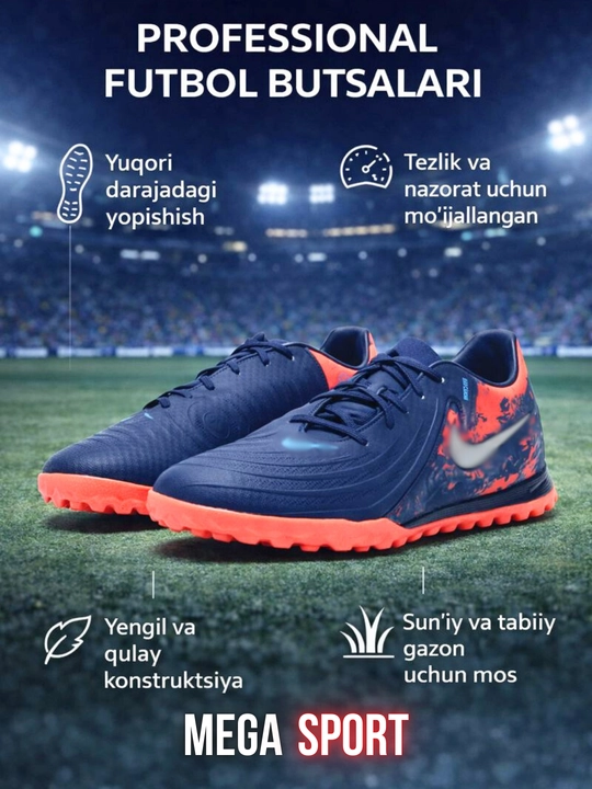 Professional futbol butsalari – futsal va gazon uchun yengil, qulay sport oyoq kiyimi - 