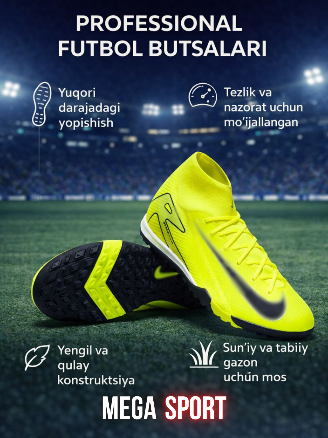 Professional futbol butsalari – futsal va gazon uchun yengil, qulay sport oyoq kiyimi - 