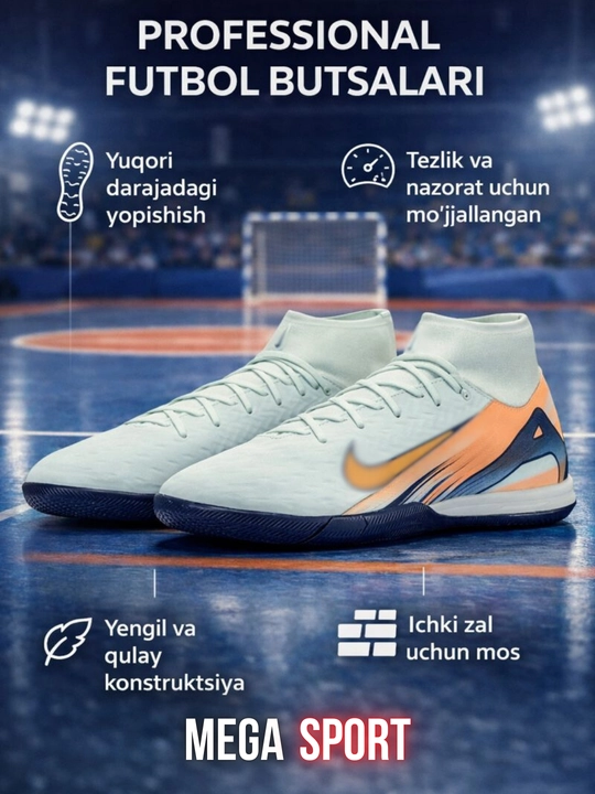 Professional futbol butsalari – futsal va gazon uchun yengil, qulay sport oyoq kiyimi - 