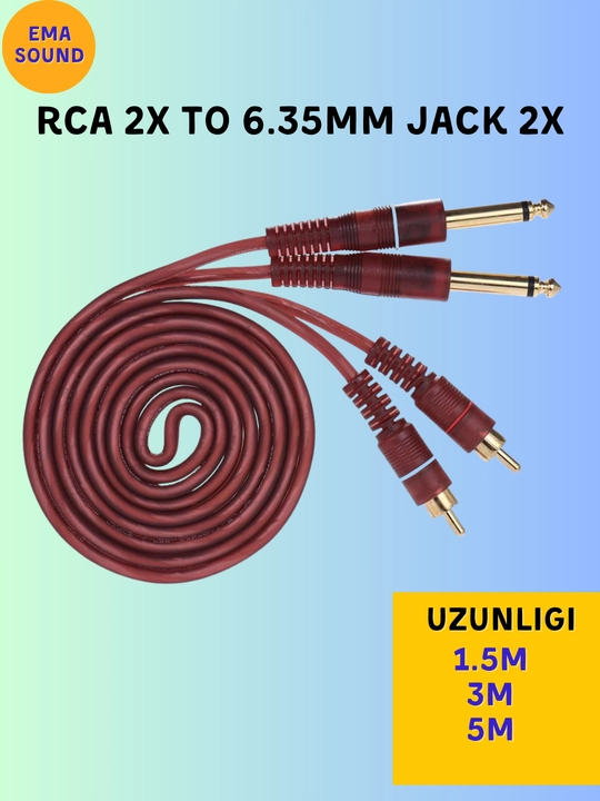 2X RCA на 2X JACK, 6,35 мм, 1.5 м, 3 м, 5 м