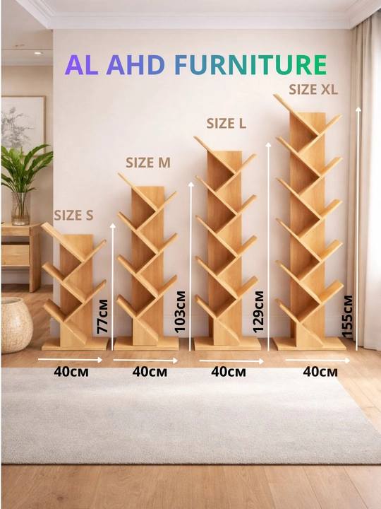 Minimalistik uy va ofis uchun (Tree bookshelf) daraxt shaklidagi ochiq kitob va gul javoni - 