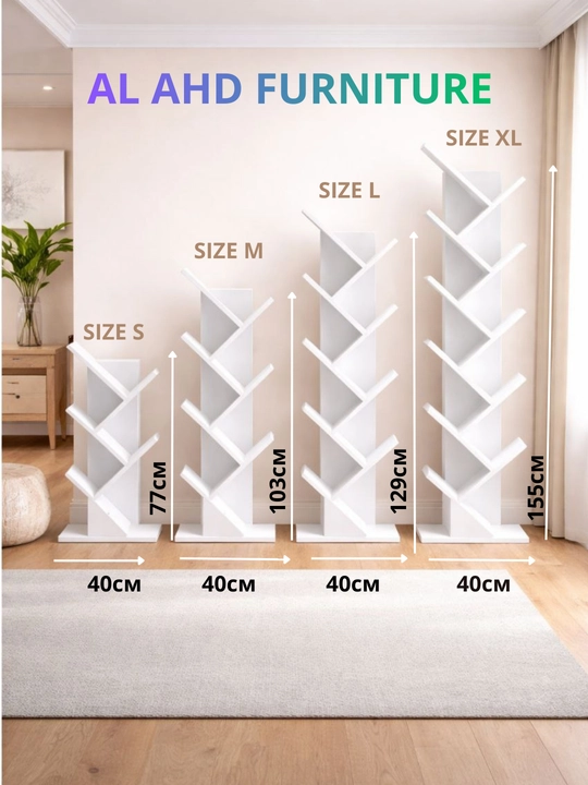 Minimalistik uy va ofis uchun (Tree bookshelf) daraxt shaklidagi ochiq kitob va gul javoni - 