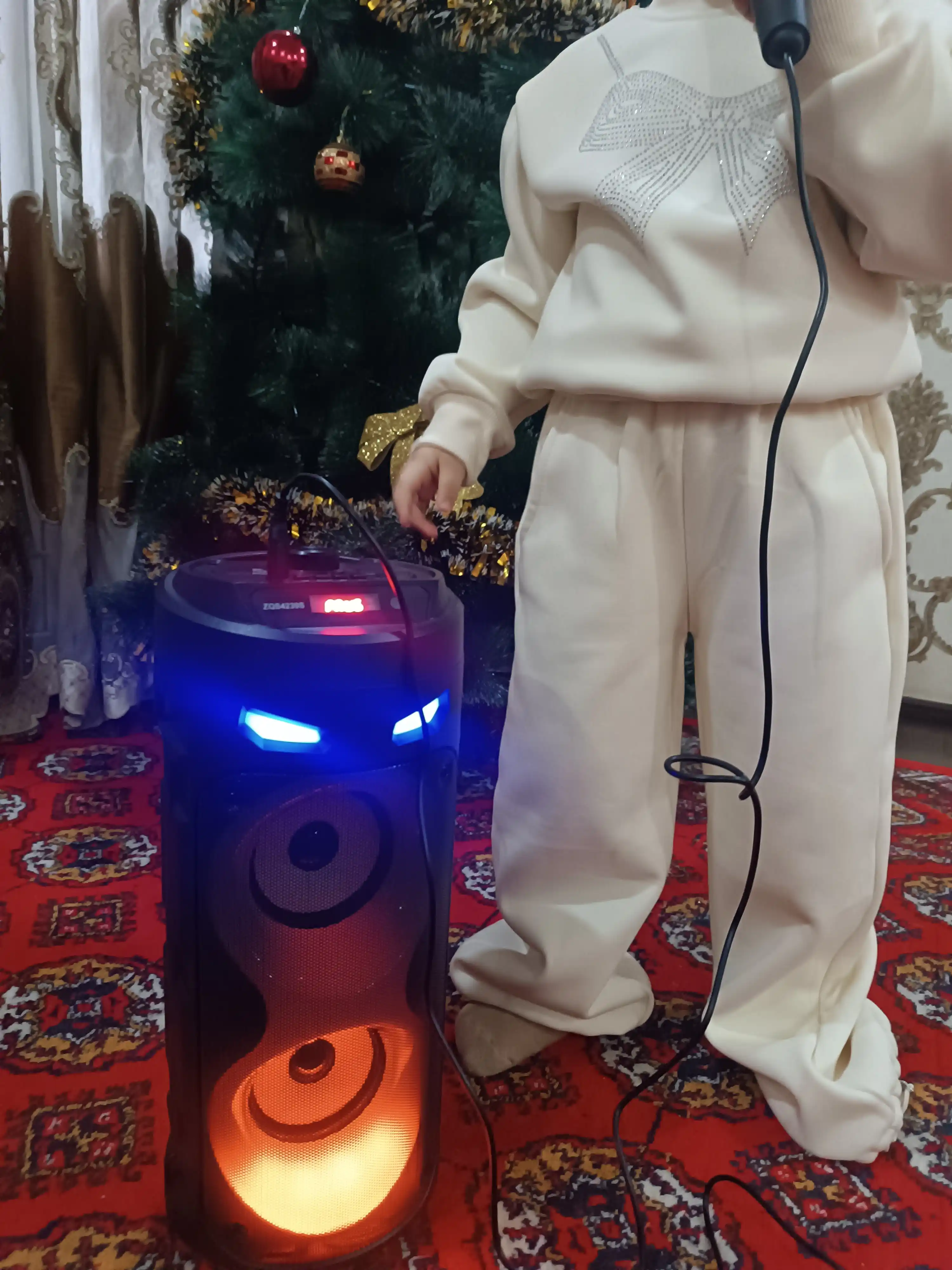 Portativ karaoke dinamik, simsiz Bluetooth, ushlagichli, stend bilan yurish uchun