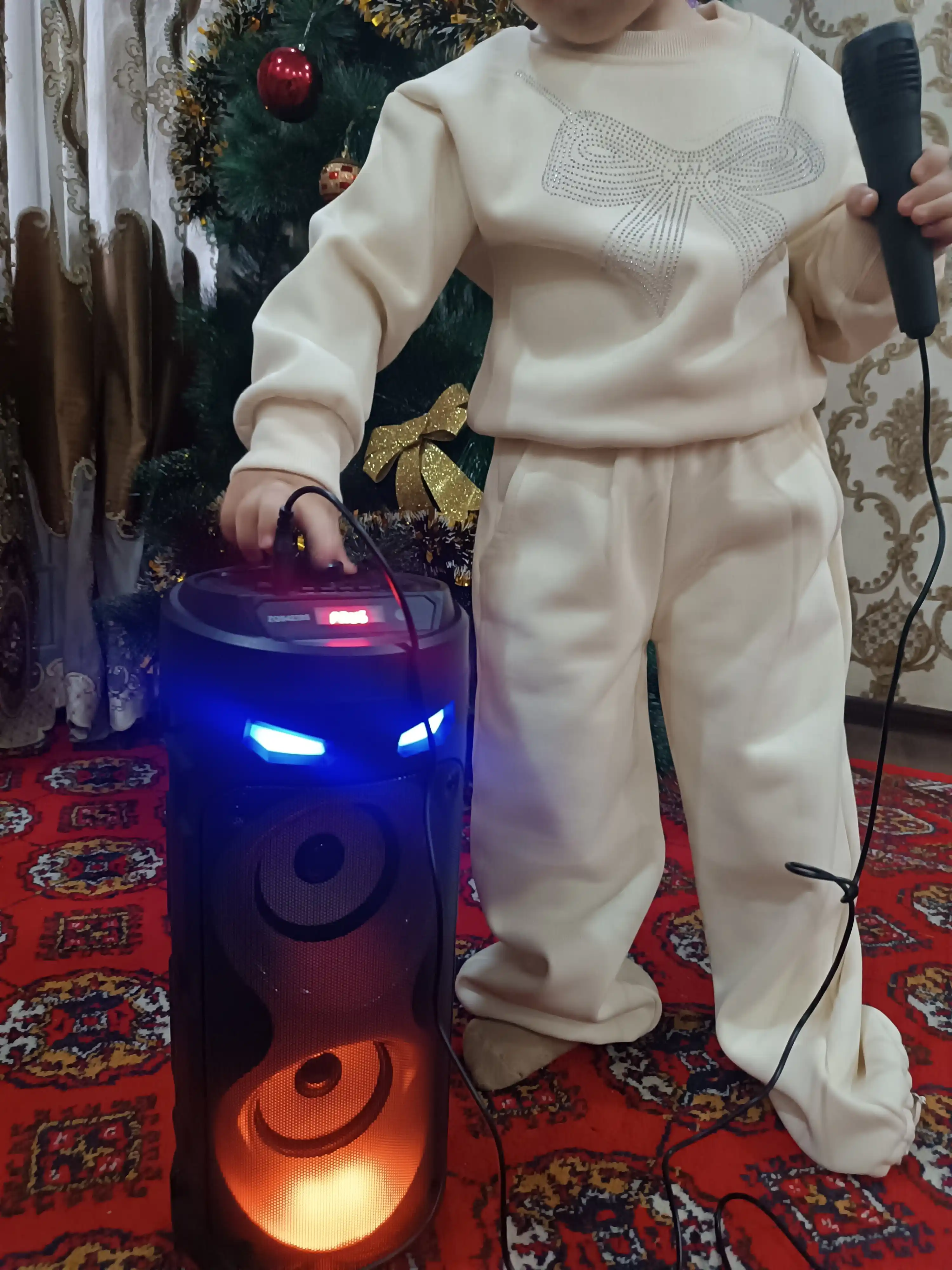 Portativ karaoke dinamik, simsiz Bluetooth, ushlagichli, stend bilan yurish uchun