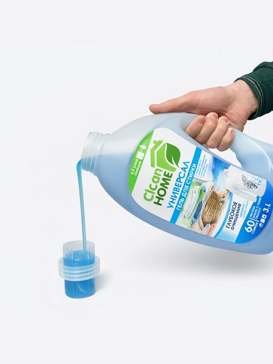 Clean Home universal kir yuvish geli, dengiz ifori bilan, 3 litr (60 tagacha kir yuvish)