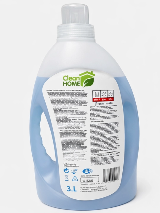 Clean Home universal kir yuvish geli, dengiz ifori bilan, 3 litr (60 tagacha kir yuvish)