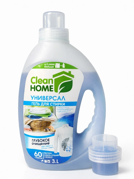 Clean Home universal kir yuvish geli, dengiz ifori bilan, 3 litr (60 tagacha kir yuvish)