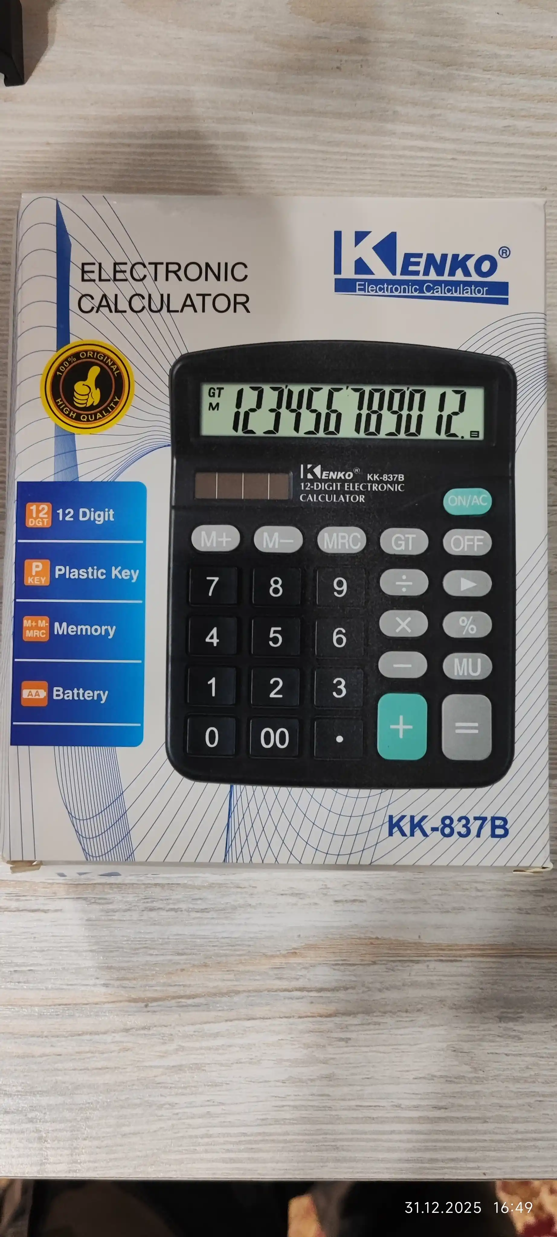Электронный калькулятор DEXIN KK-837B (12-разрядный)