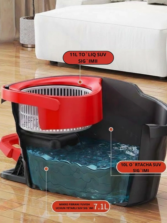 Швабра Spin Mop Turbo Smart с вращающимся ведром, микрофиброй, для влажной уборки