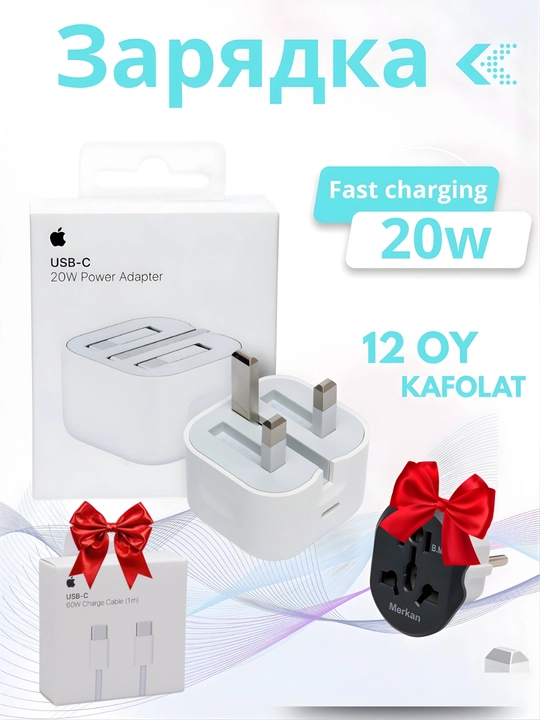 IPhone uchun zaryadlovchi, iPhone USB Type-C uchun 20W quvvat adapteri - 